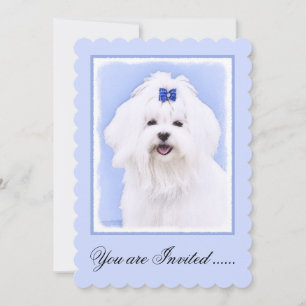 Maltese Painting - Cute Original Dog Art Invitation