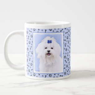Maltese Painting - Cute Original Dog Art Large Coffee Mug