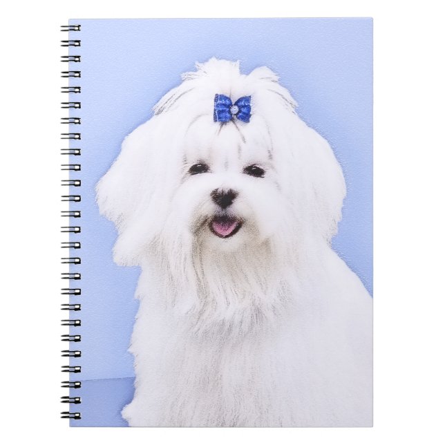 Maltese Painting - Cute Original Dog Art Notebook (Front)