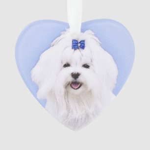 Maltese Painting - Cute Original Dog Art Ornament