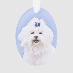 Maltese Painting - Cute Original Dog Art Ornament