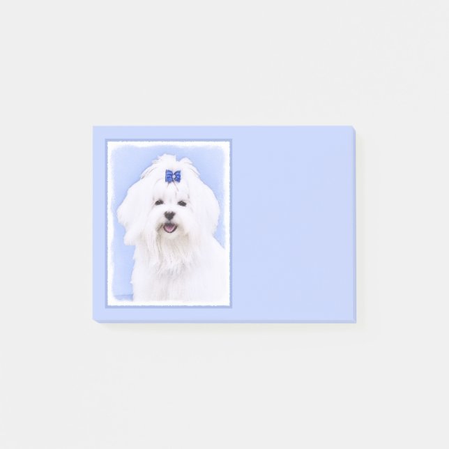 Maltese Painting - Cute Original Dog Art Post-it Notes (Front)
