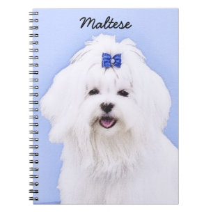 Maltese Painting - Cute Original Dog Art Spiral Notebook