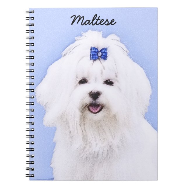 Maltese Painting - Cute Original Dog Art Spiral Notebook (Front)