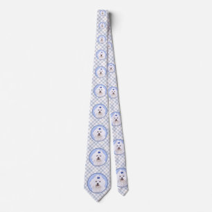 Maltese Painting - Cute Original Dog Art Tie
