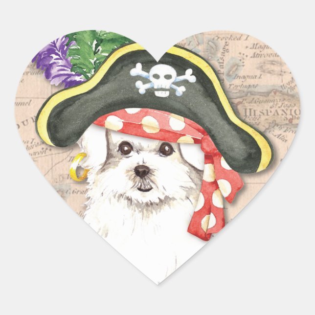 Maltese Pirate Heart Sticker (Front)