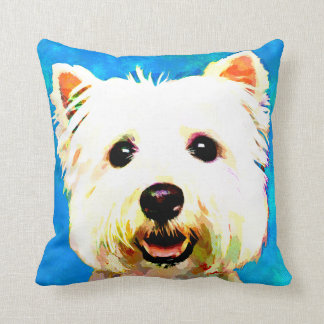 Maltese Pop Art Watercolor Portrait Cushion