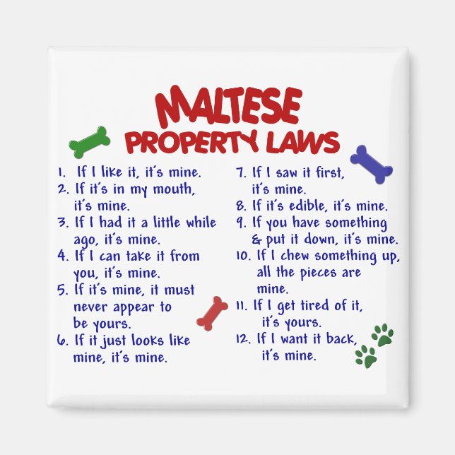 MALTESE Property Laws 2 Magnet (Front)