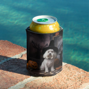 Maltese Pumpkins Halloween Scary  Can Cooler