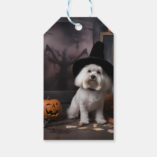 Maltese Pumpkins Halloween Scary  Gift Tags (Front)