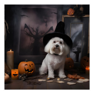 Maltese Pumpkins Halloween Scary Poster