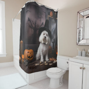 Maltese Pumpkins Halloween Scary  Shower Curtain