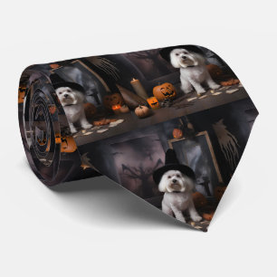 Maltese Pumpkins Halloween Scary Tie
