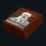 Maltese Puppy at Christmas Gift Box<br><div class="desc">Maltese Puppy at Christmas</div>