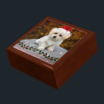 Maltese Puppy at Christmas Gift Box<br><div class="desc">Maltese Puppy at Christmas</div>