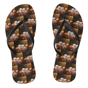 Maltese Puppy Autumn Delight Pumpkin  Jandals