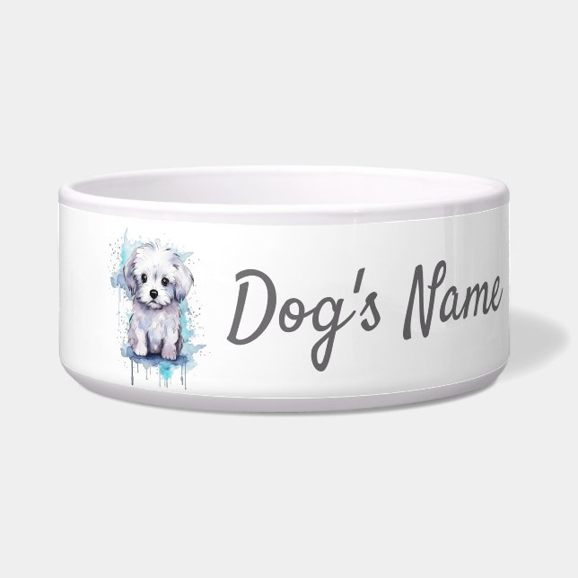 Maltese puppy Ceramic Pet Bowl (Front)