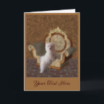 Maltese Puppy Dog Art Photo Personalized Card<br><div class="desc">Cute little white Maltese puppy standing on an ornate chair dog art photo card. Replace your text and image in the templates, or be sure to delete for blank card. Click on Customize to change font size, style, and color, and to adjust your photo. This image is available on many...</div>