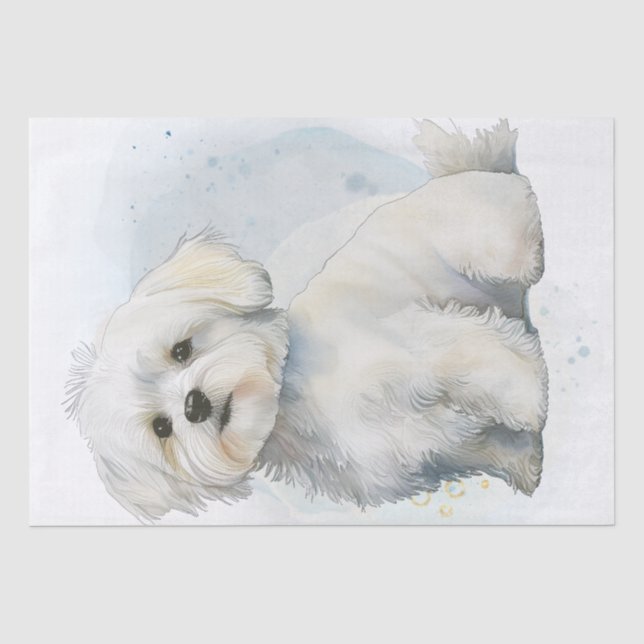 Maltese Puppy Dog Tissue Paper (Front)