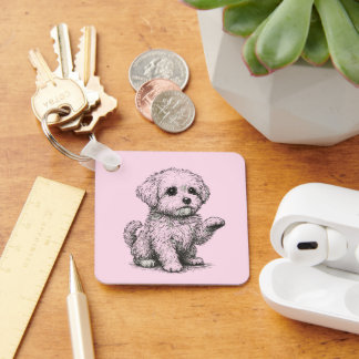 Maltese Puppy Key Ring