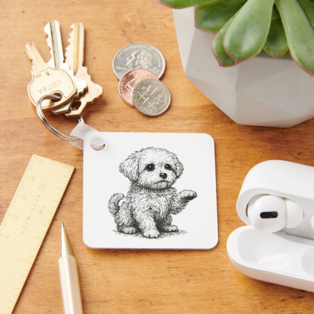 Maltese Puppy Key Ring (Desk)