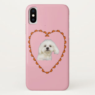 Maltese puppy portrait in heart pink Case-Mate iPhone case