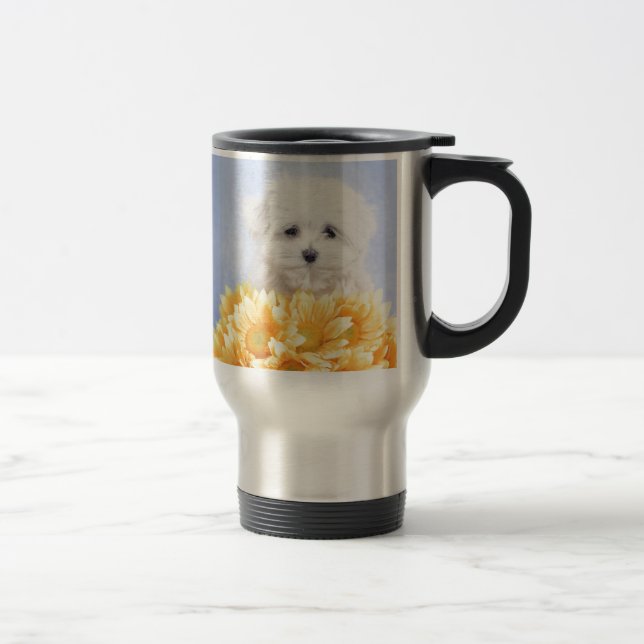 Maltese puppy travel mug (Right)