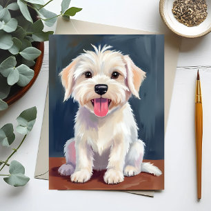 Maltese Puppy White Dog Painting Postcard