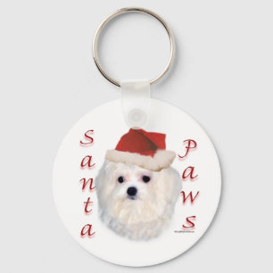 Maltese Santa Paws Key Ring