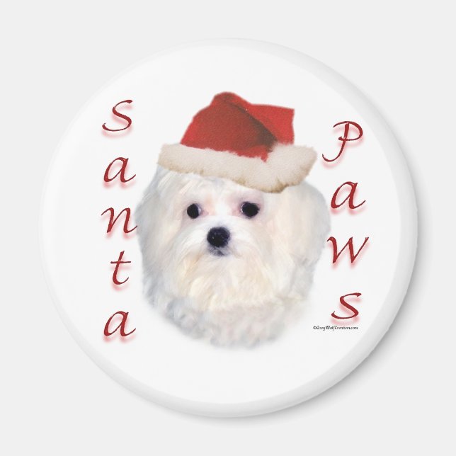 Maltese Santa Paws Magnet (Front)