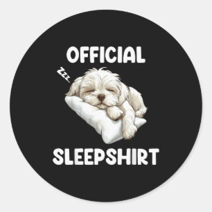 Maltese Sleepshirt Cute Dog Lover Pajama Sleepwear Classic Round Sticker