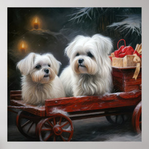 Maltese Snowy Sleigh Christmas Decor