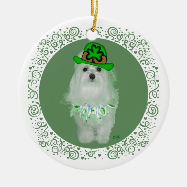 Maltese St. Patricks Day Ceramic Tree Decoration (Front)