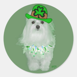 Maltese St. Patricks Day Classic Round Sticker