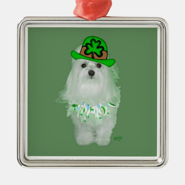 Maltese St. Patricks Day Metal Tree Decoration (Front)