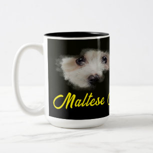 Maltese Terrier Eyes Solid Colour Two-Tone Coffee Mug