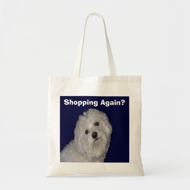 Maltese Tote Bag for Men/Women on White/Blue (Front)