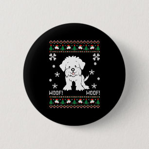 Maltese Ugly Christmas Sweater 6 Cm Round Badge