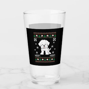 Maltese Ugly Christmas Sweater Glass