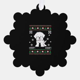 Maltese Ugly Christmas Sweater Tree Decoration Card