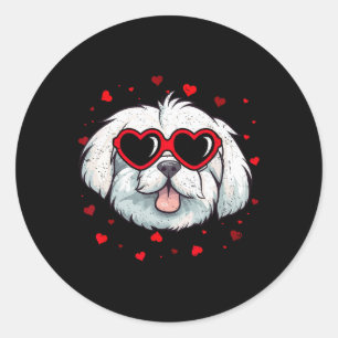 Maltese Valentine Heart Cute Dog Lovers Classic Round Sticker