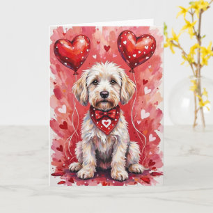 Maltese Valentine’s Day Dog with Hearts Red Card