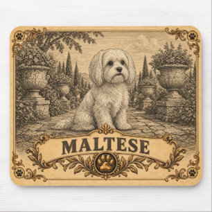 Maltese, Vintage Heritage Dog Mouse Pad. Soft, el Pad