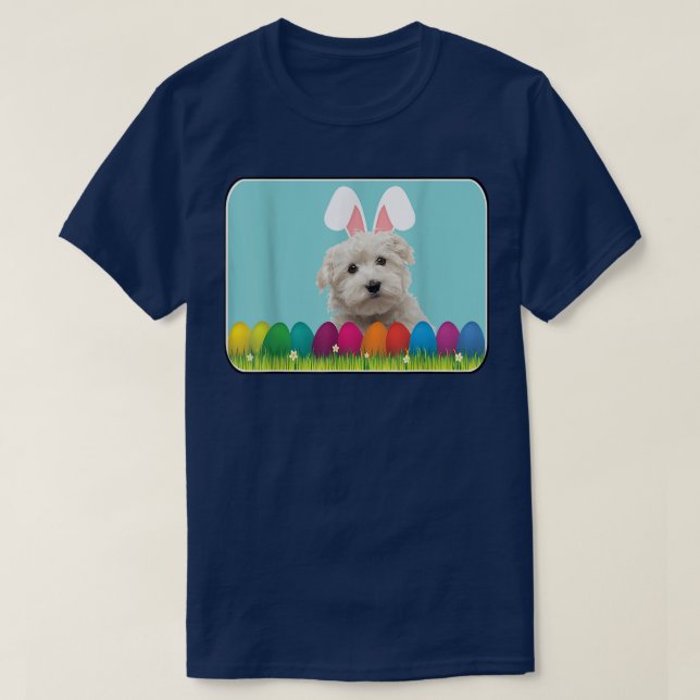 Maltese w Bunny Ears  T-Shirt (Design Front)