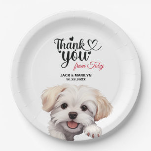 Maltese Wedding Thank You Paper Plate