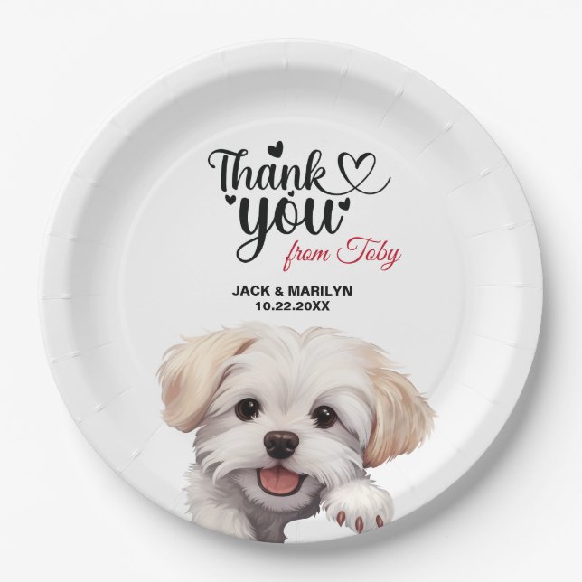 Maltese Wedding Thank You Paper Plate (Front)