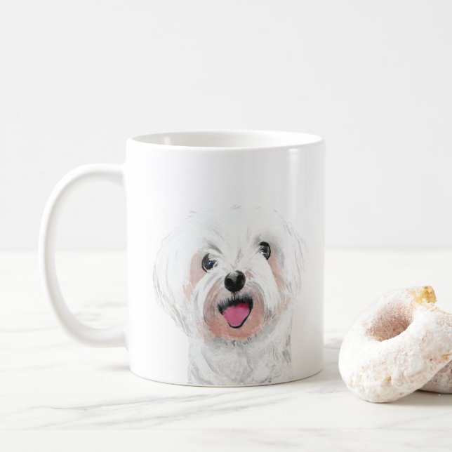 Maltese white dog cute Mug (With Donut)