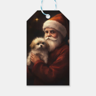 Maltese With Santa Claus Festive Christmas Gift Tags