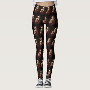 Maltese With Santa Claus Festive Christmas  Leggings