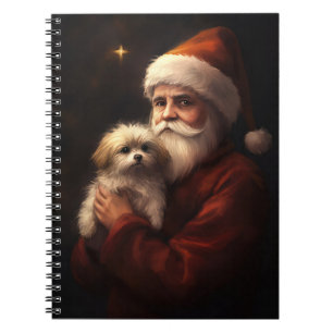 Maltese With Santa Claus Festive Christmas Notebook